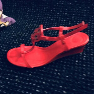 Tory Burch red platform sandals, size 8, gently worn a few times.